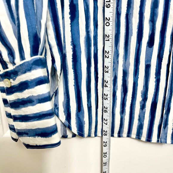 Vince women’s Painterly Stripe Oversized Shirt White Blue S - Picture 14 of 16